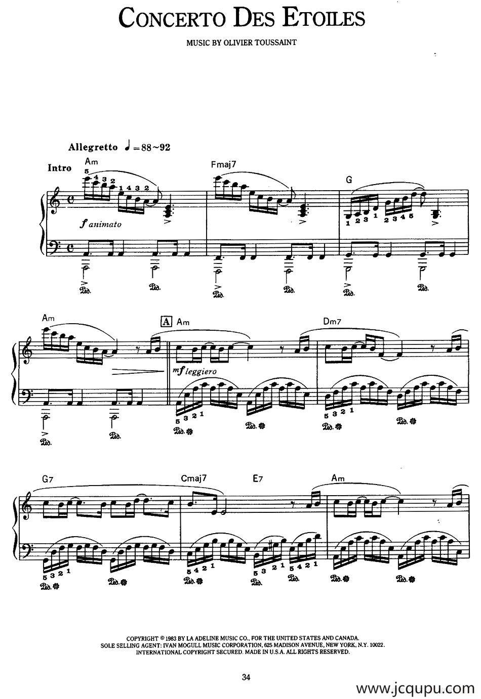 Concerto Des Etoiles（星空协奏曲）简谱