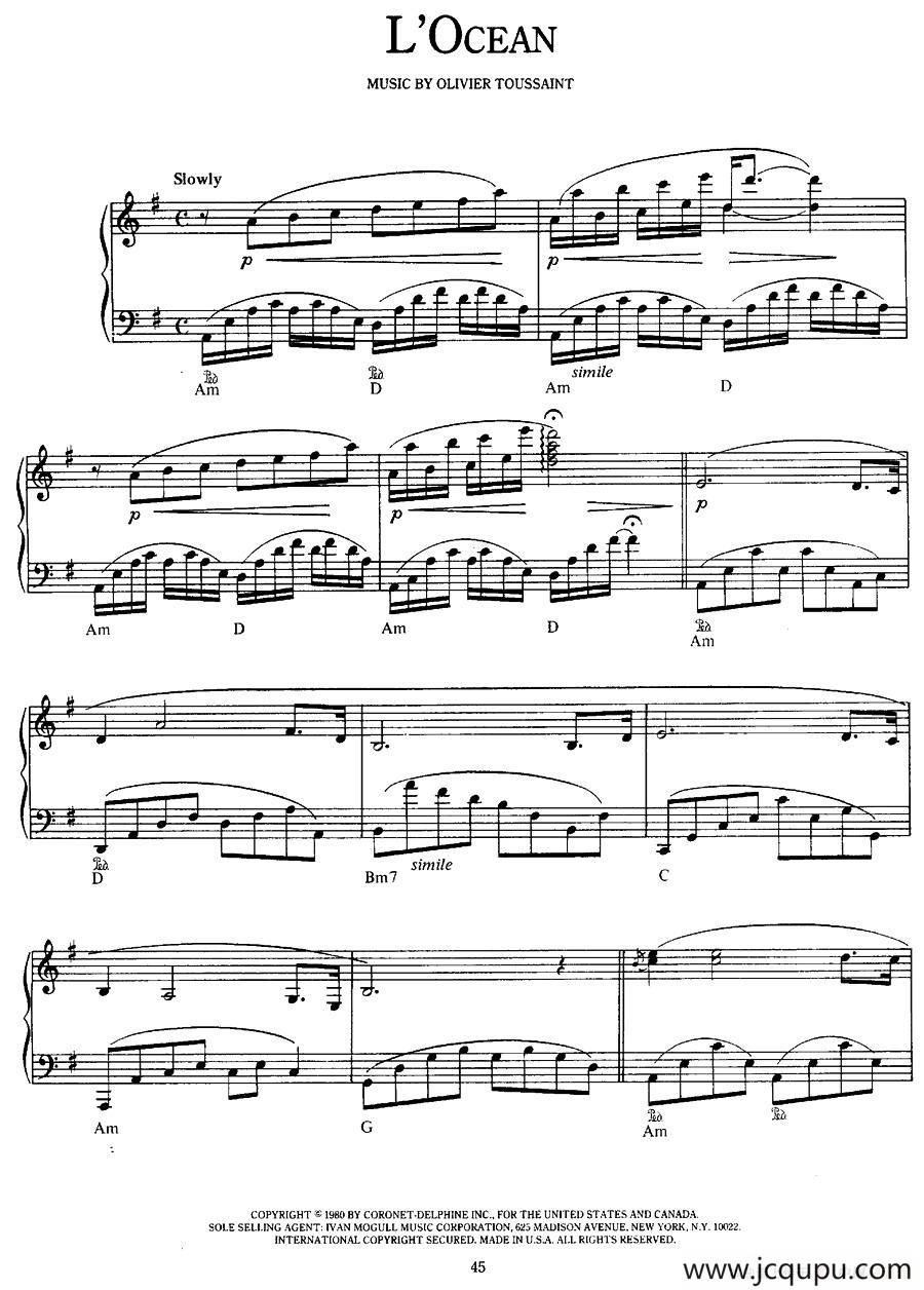 L'Ocean（海边的星空）简谱