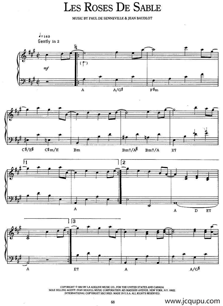 Les Roses De Sable简谱