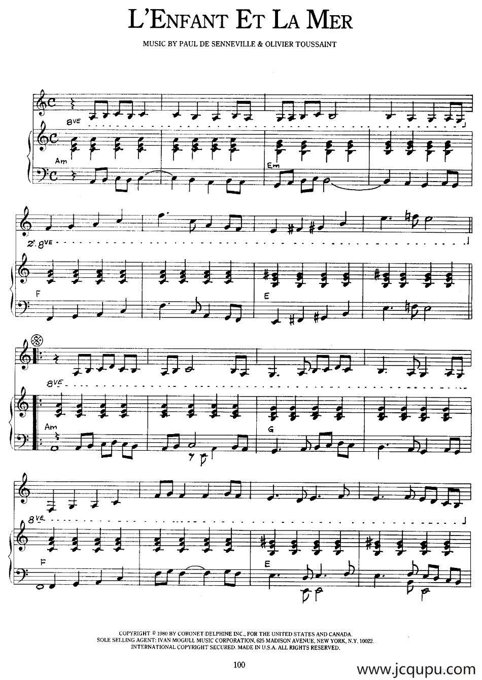 L'Enfant Et La Mer简谱