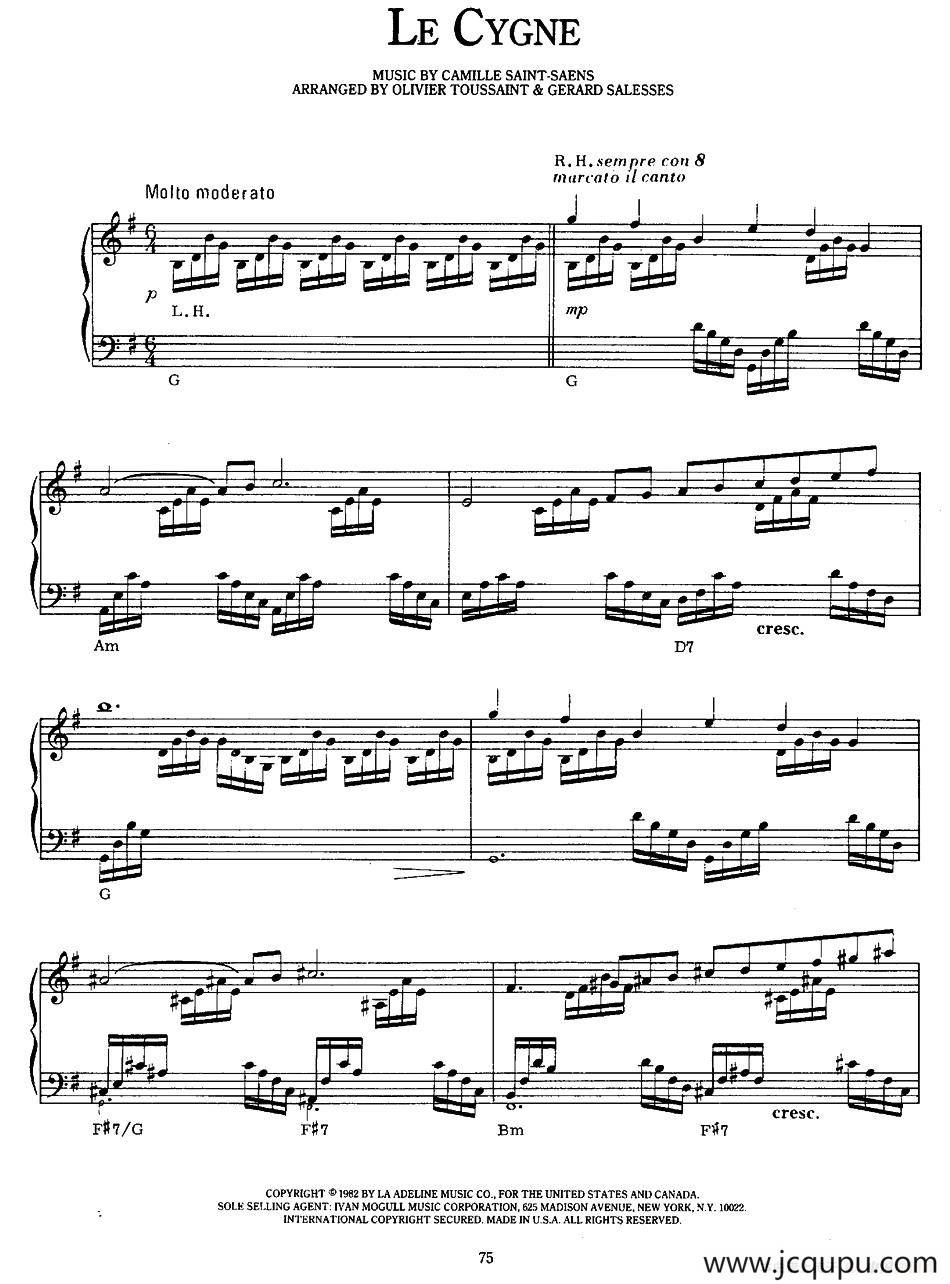 Le Cygne简谱