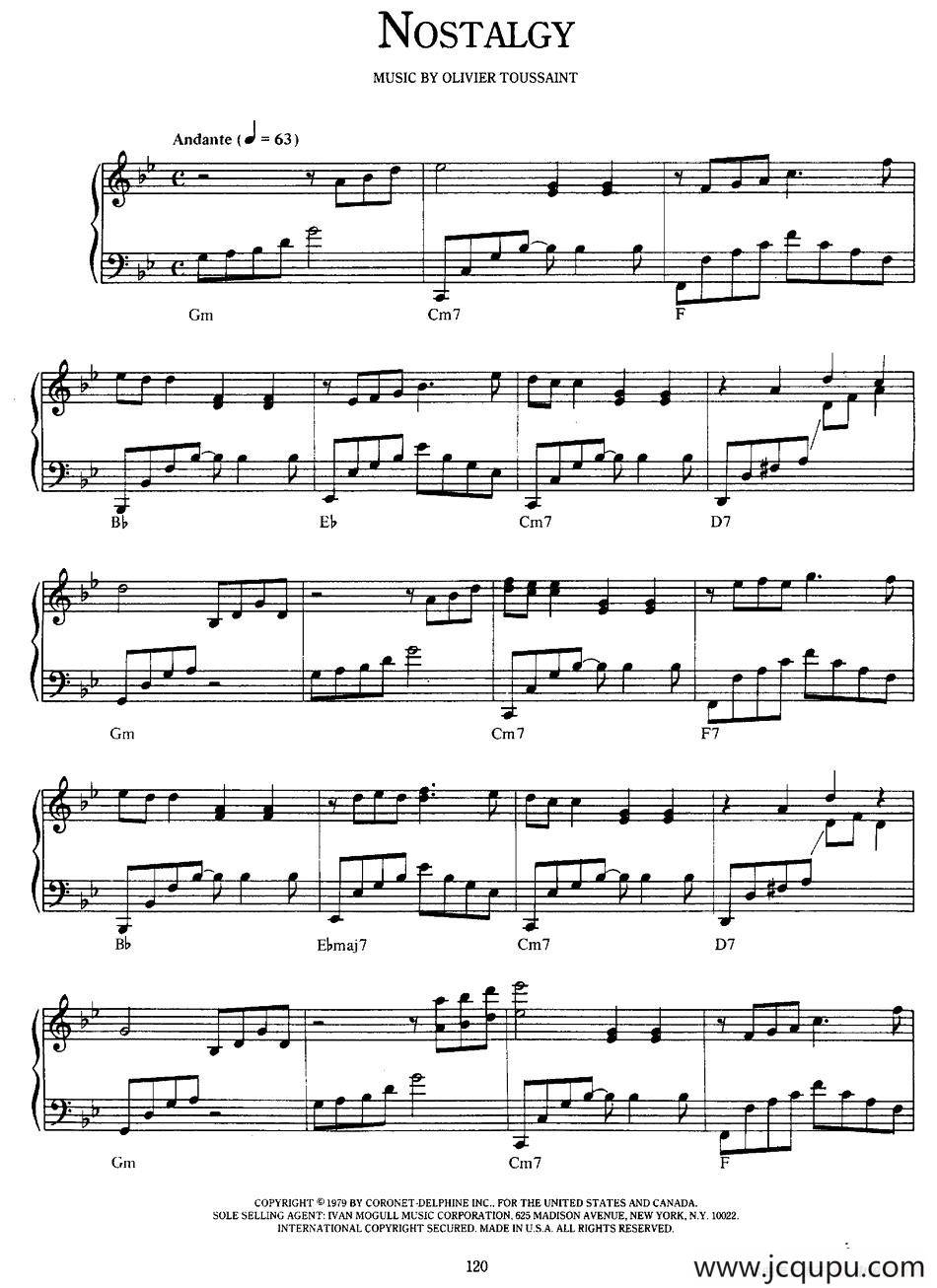 Nostalgy（思乡曲）简谱