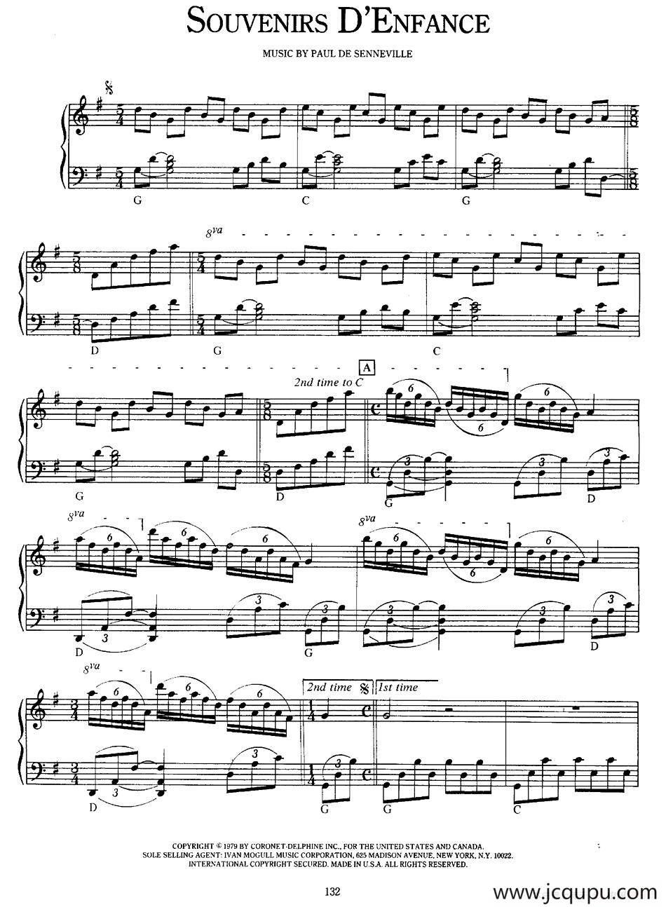 Souvenirs D'Enfance（童年的回忆）简谱