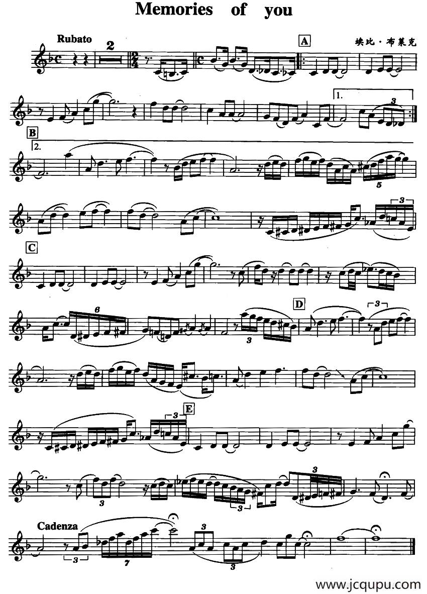 Memories of you简谱