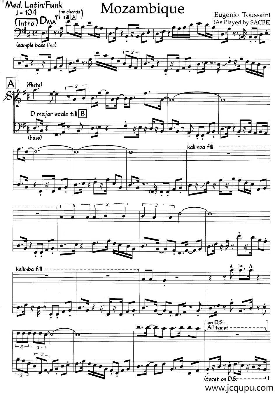 Mozambbique（莫桑比克）（爵士钢琴曲）简谱