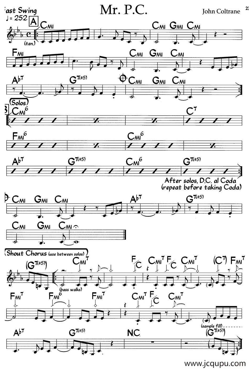 Mr.P.C.（爵士钢琴曲）简谱