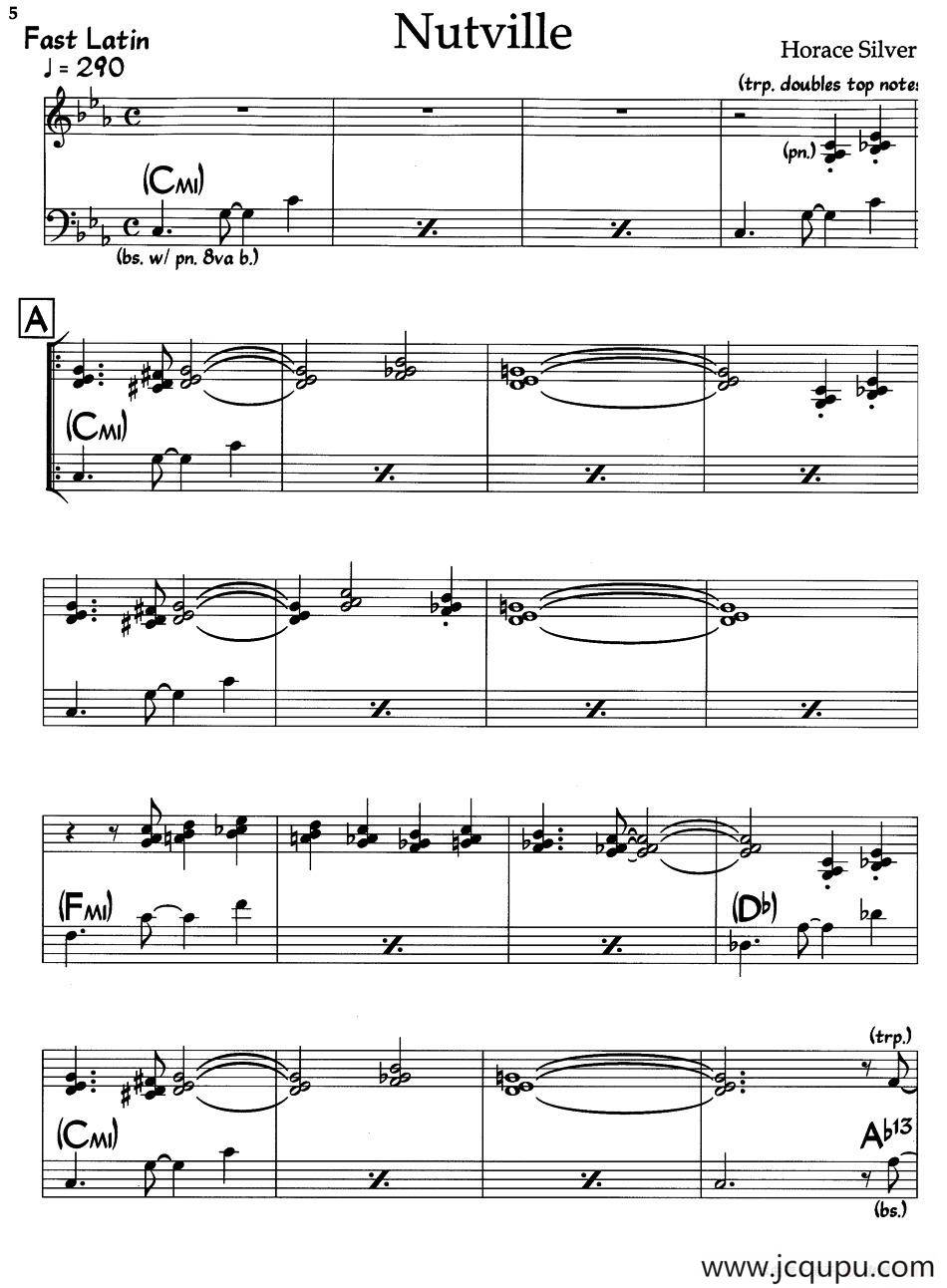 Nutville（爵士钢琴曲）简谱