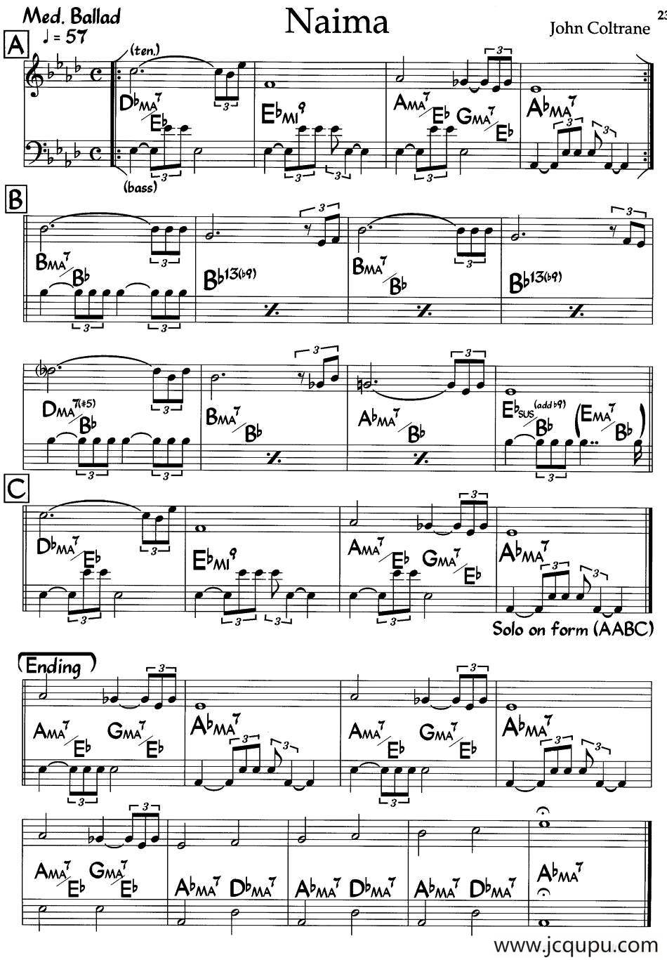 Naima（爵士钢琴曲）简谱