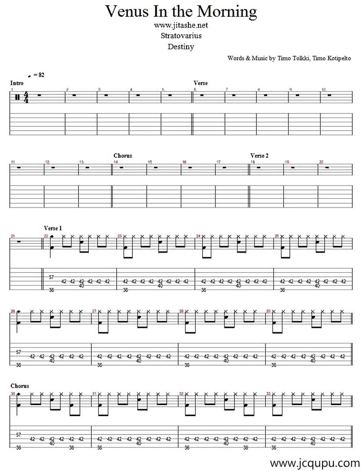 Venus In The Morning（指弹谱）简谱