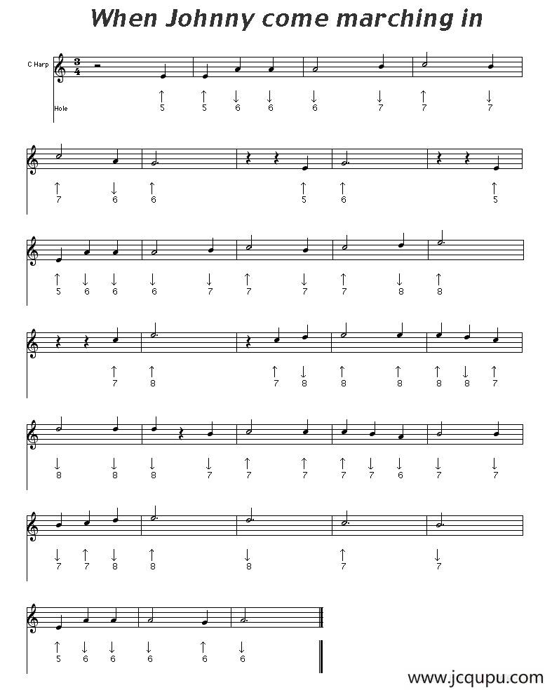 when johnny come marching in（布鲁斯）简谱