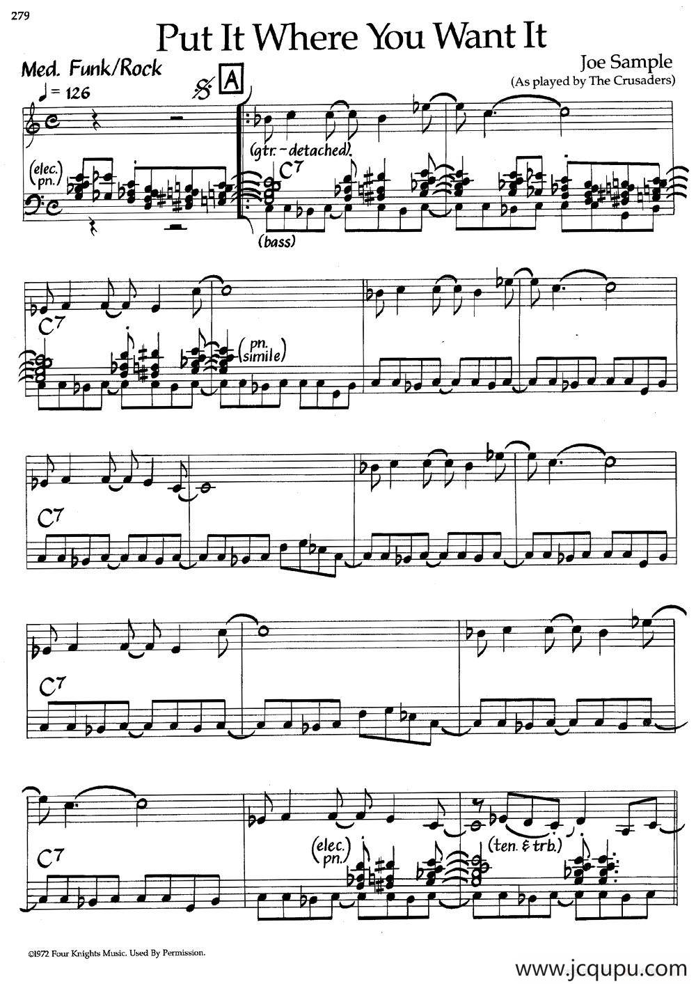 Put It Where You Want It（爵士钢琴曲）简谱