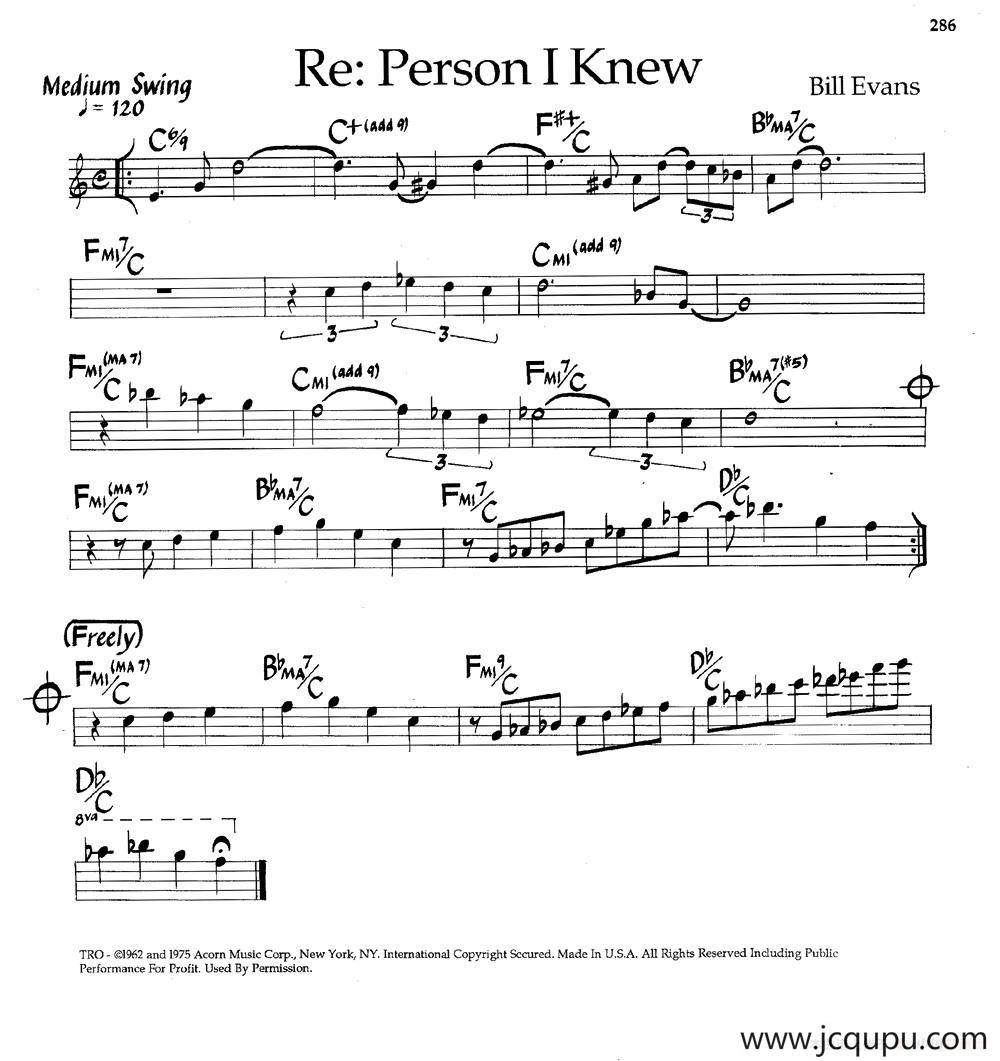 Re:Person I Knew（爵士钢琴曲）简谱