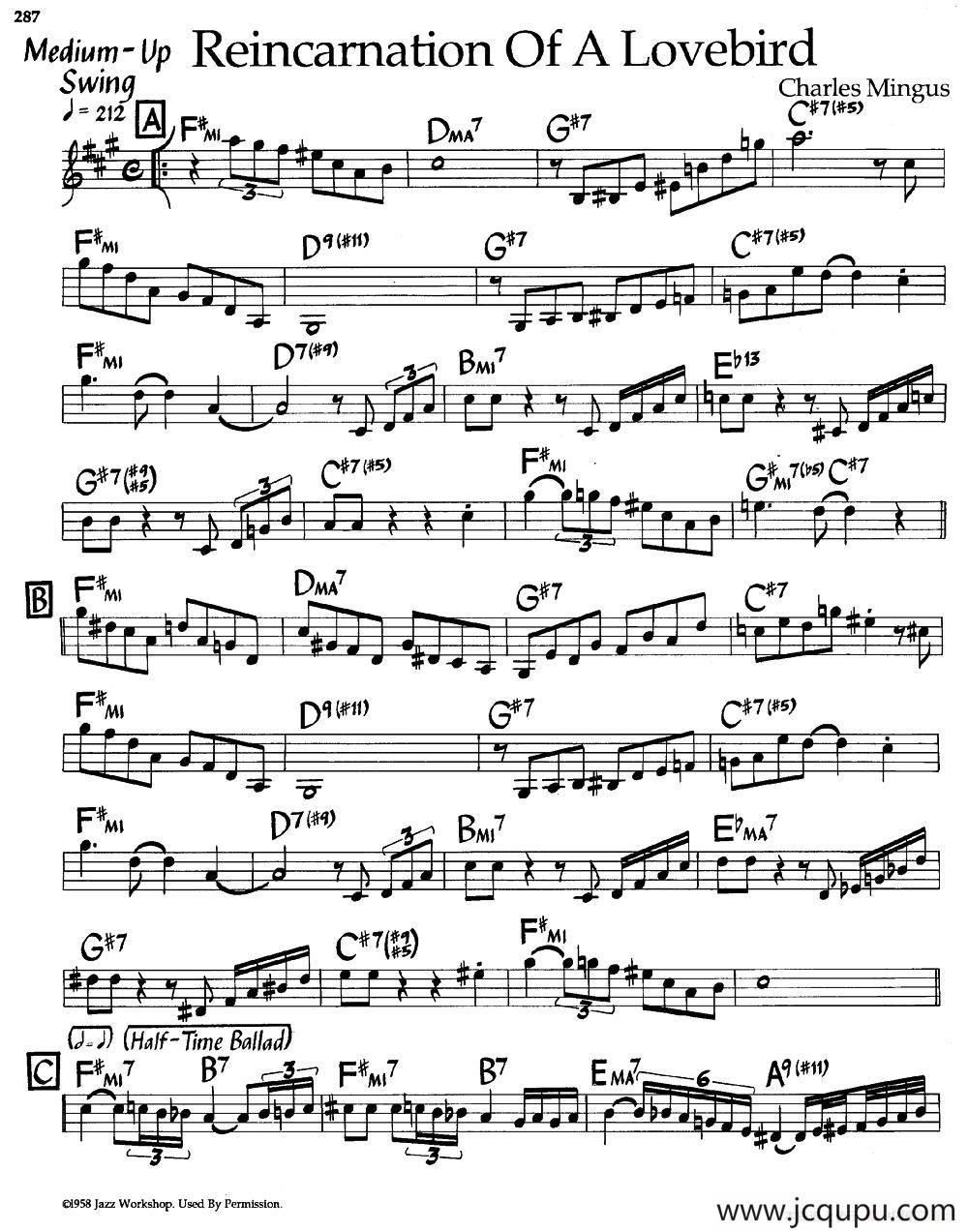 Reincarnation of a Lovebird（爵士钢琴曲）简谱