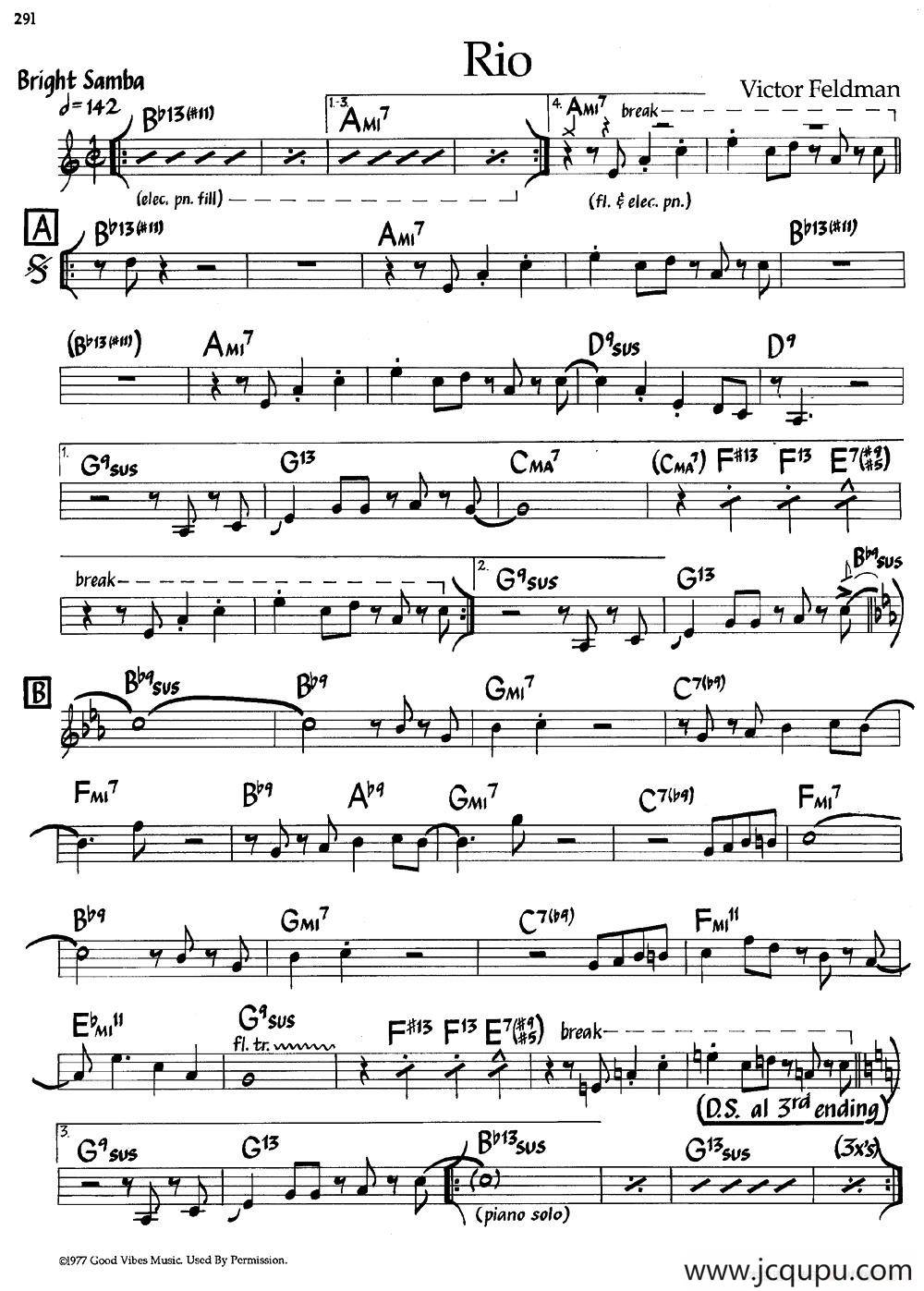 Rio（爵士钢琴曲）简谱