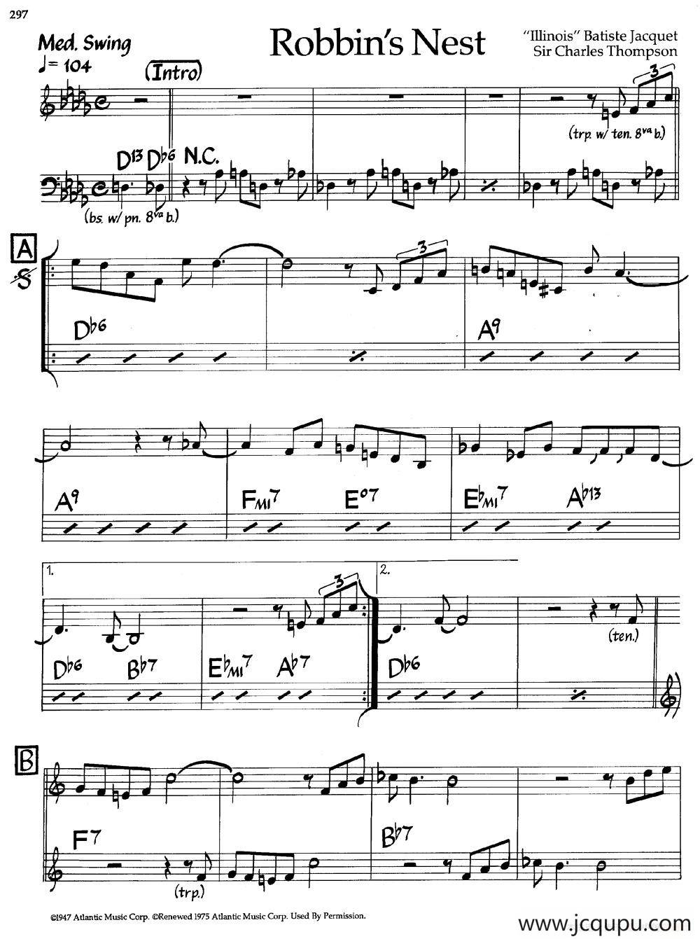Robbin's Nest（爵士钢琴曲）简谱