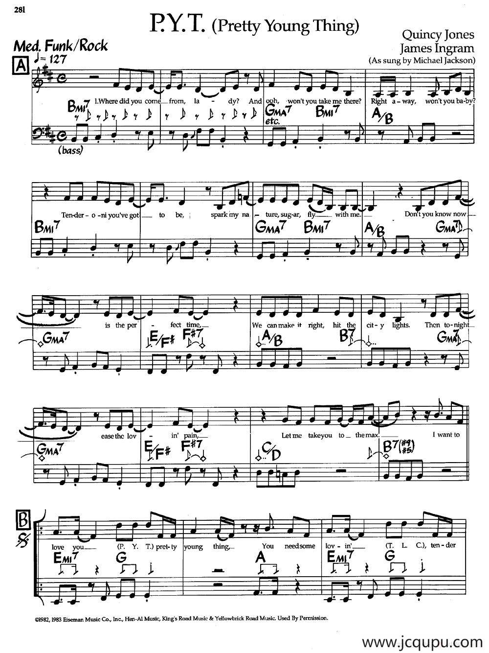 p.y.t. (pretty young thing)（爵士钢琴曲）简谱