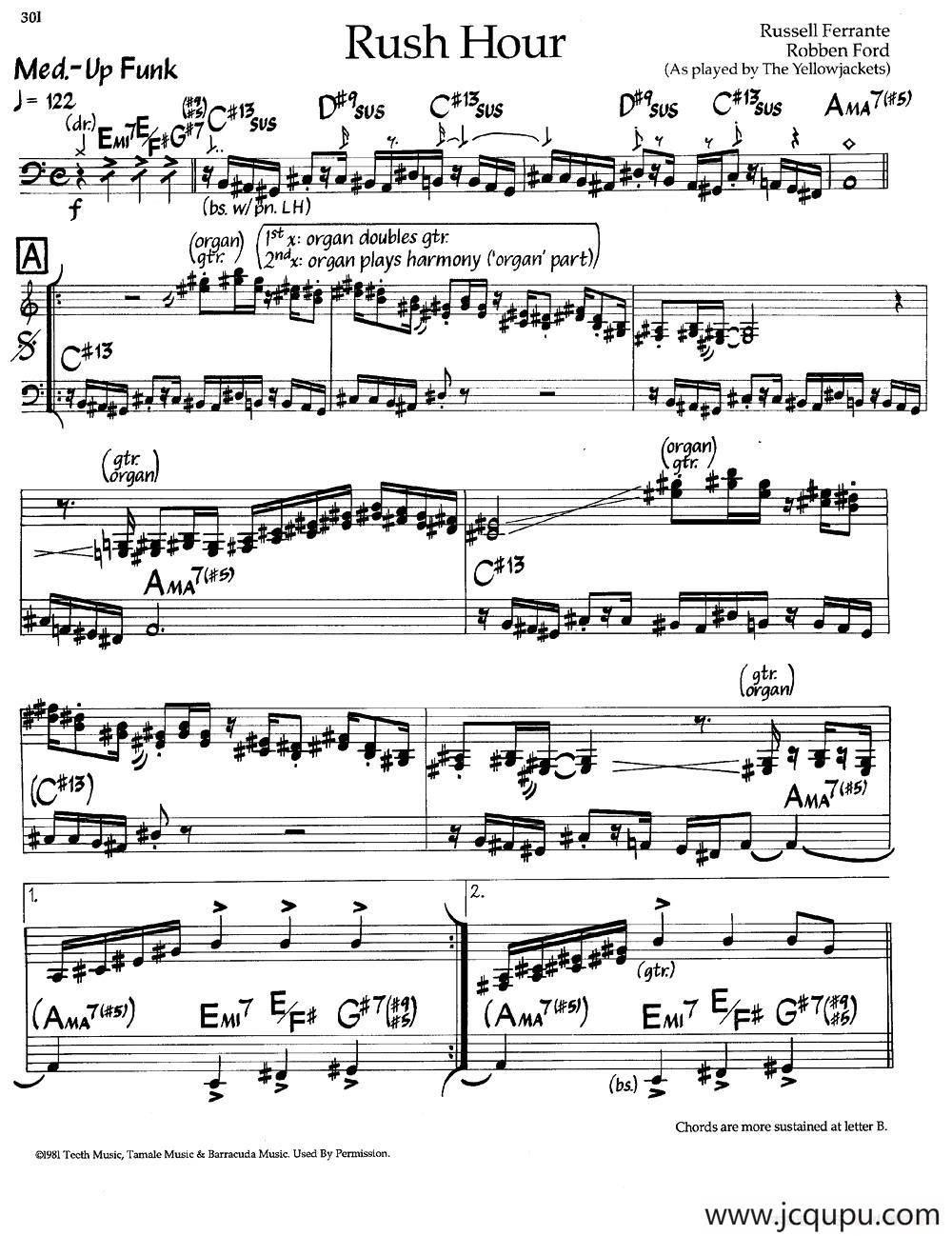 Rush Hour（爵士钢琴曲）简谱