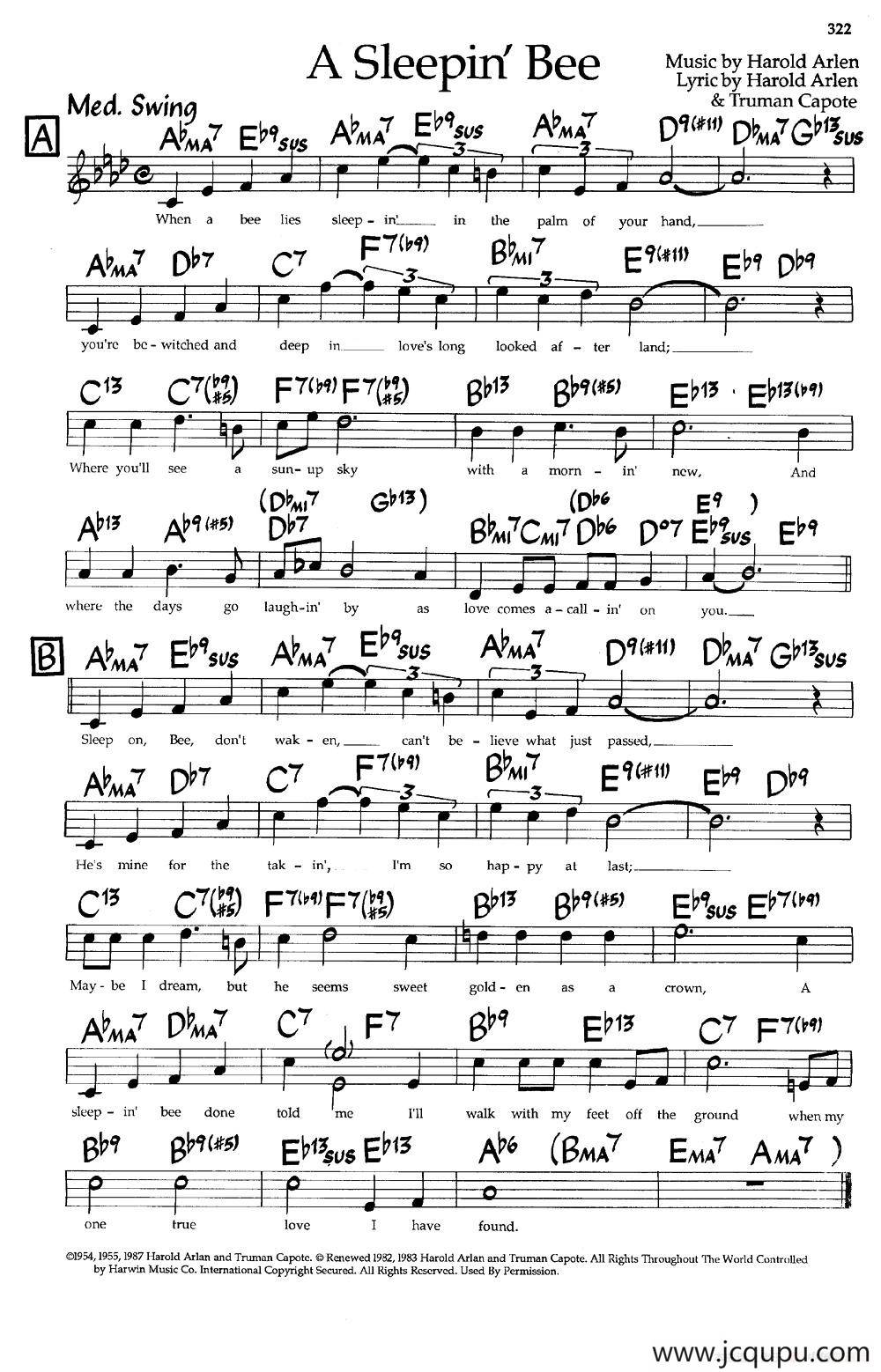 A Sleepin'Bee（爵士钢琴曲）简谱