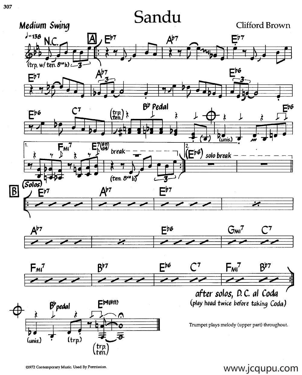 Sandu（爵士钢琴曲）简谱