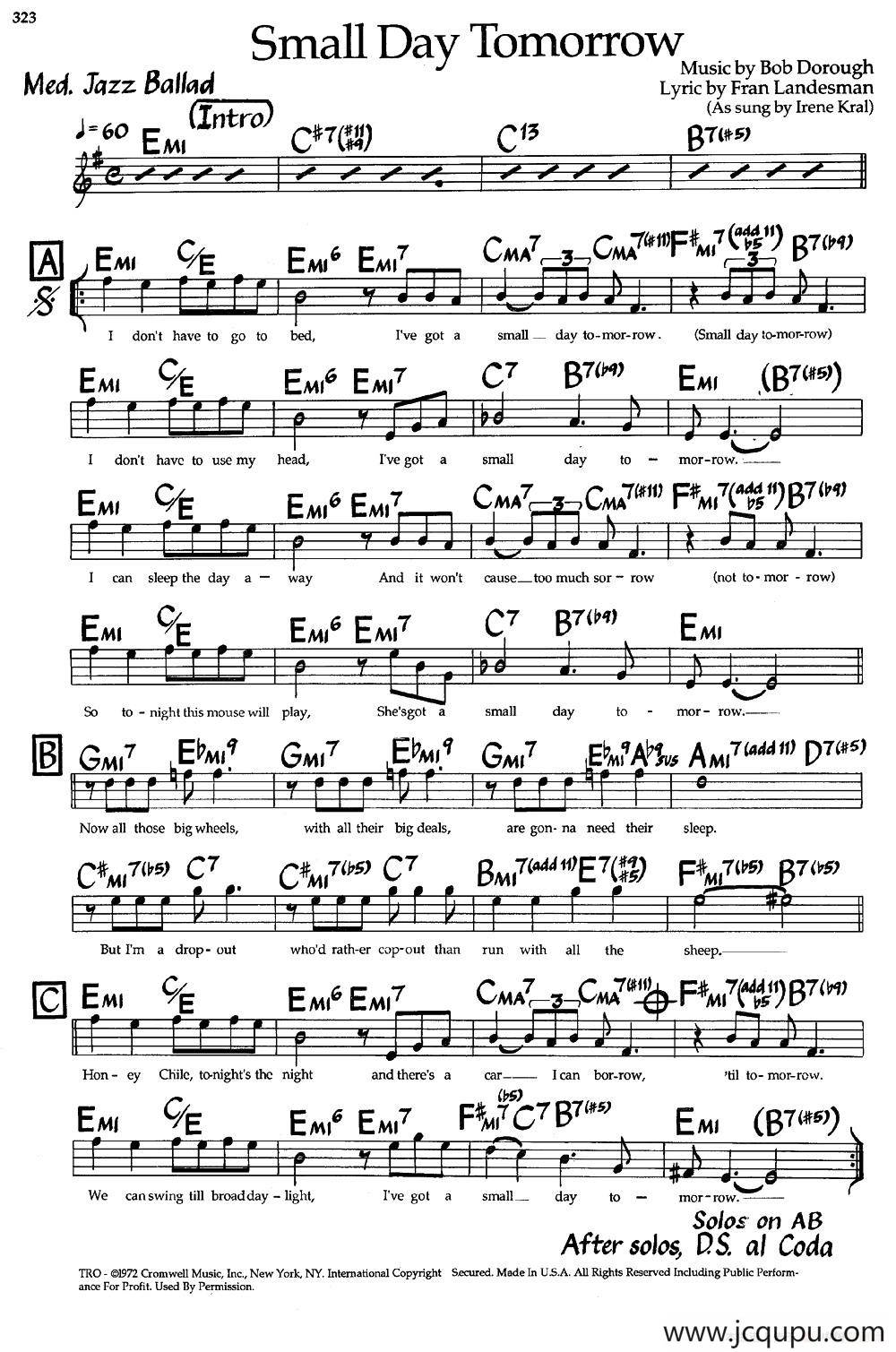 Small Day Tomorrow（爵士钢琴曲）简谱