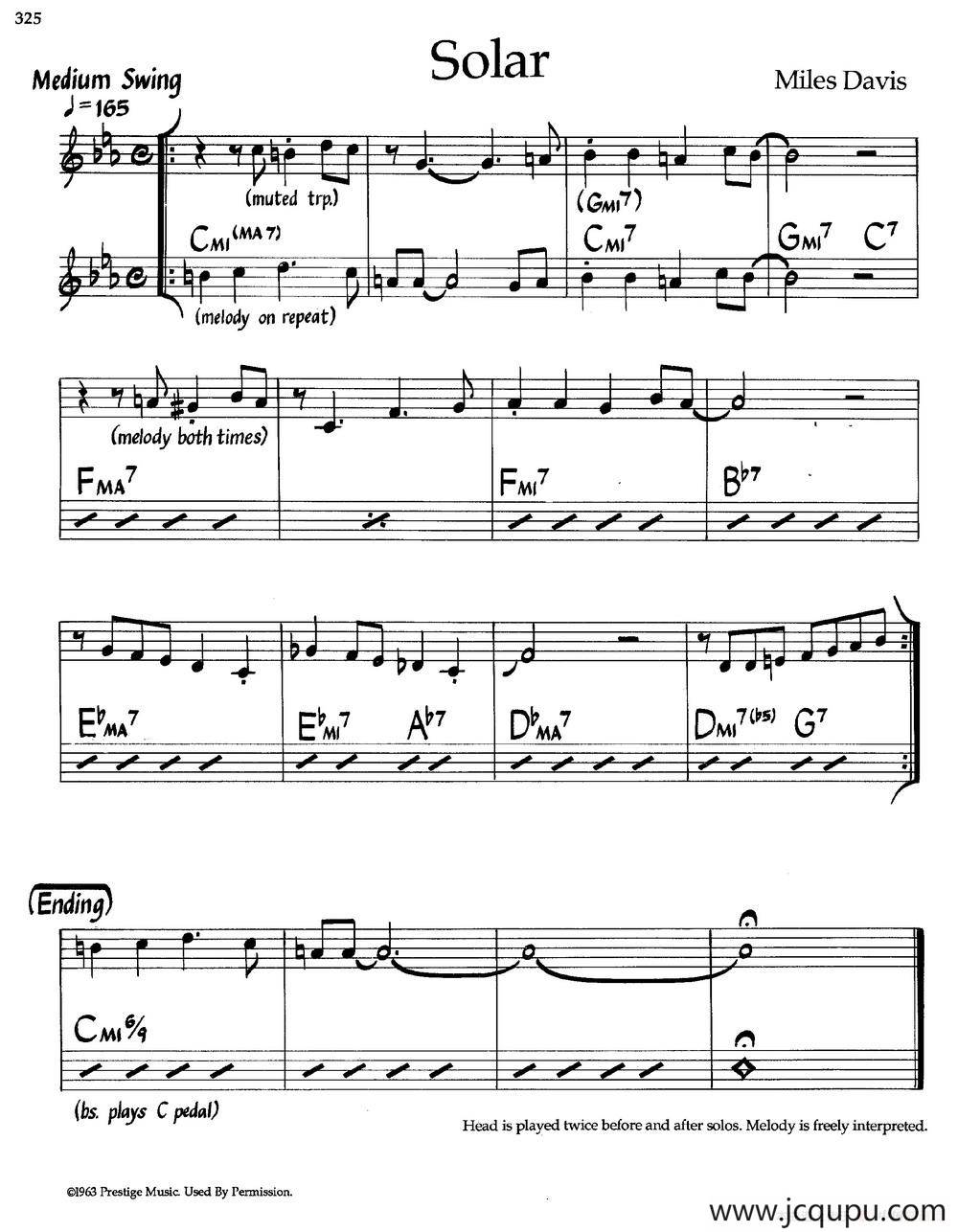 Solar（爵士钢琴曲）简谱