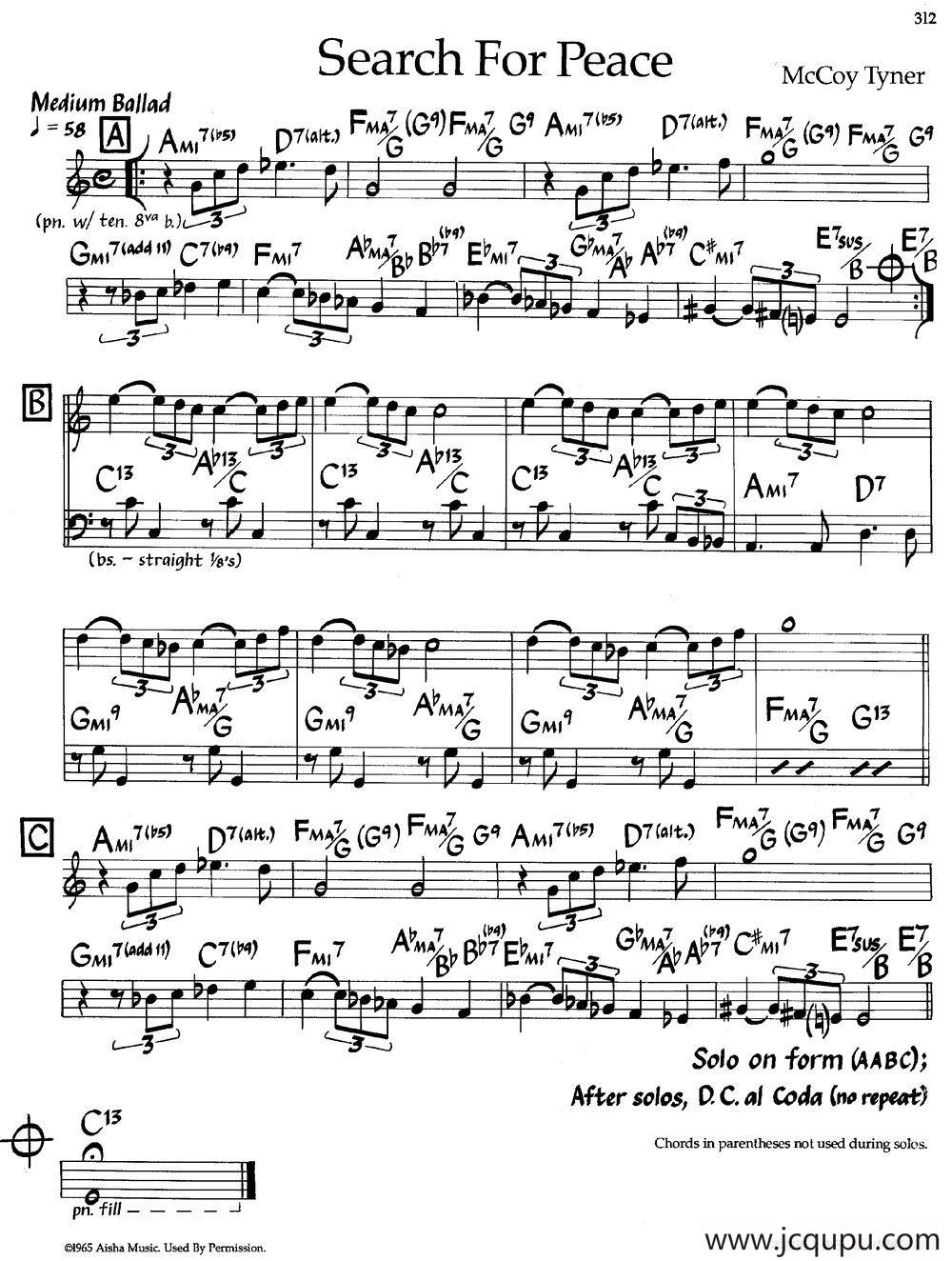 Search For Peace（爵士钢琴曲）简谱