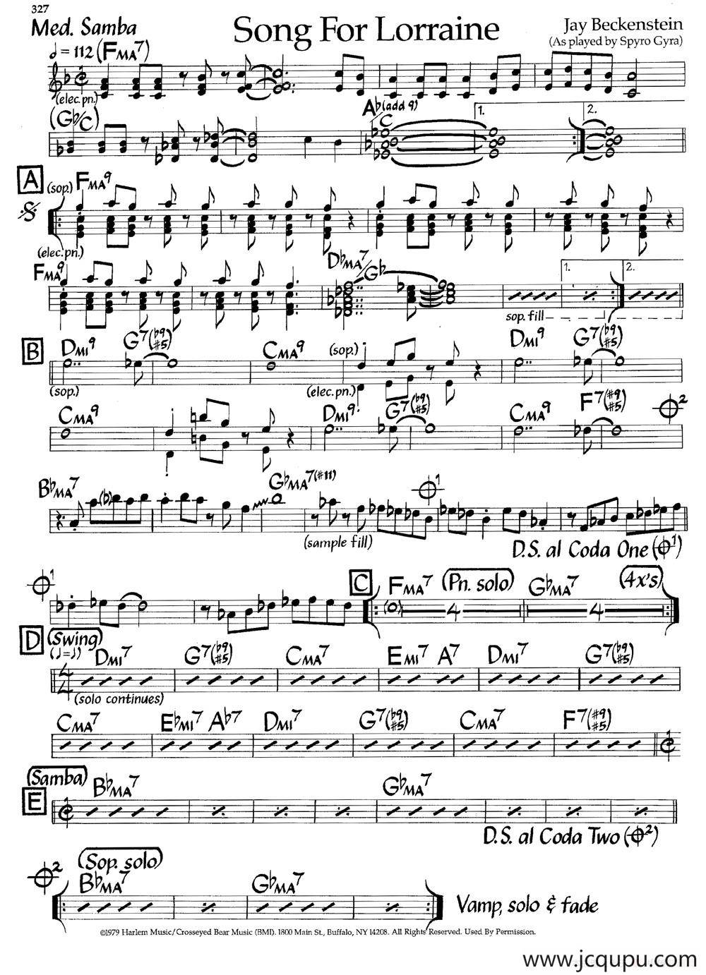 Song For Lorraine（爵士钢琴曲）简谱