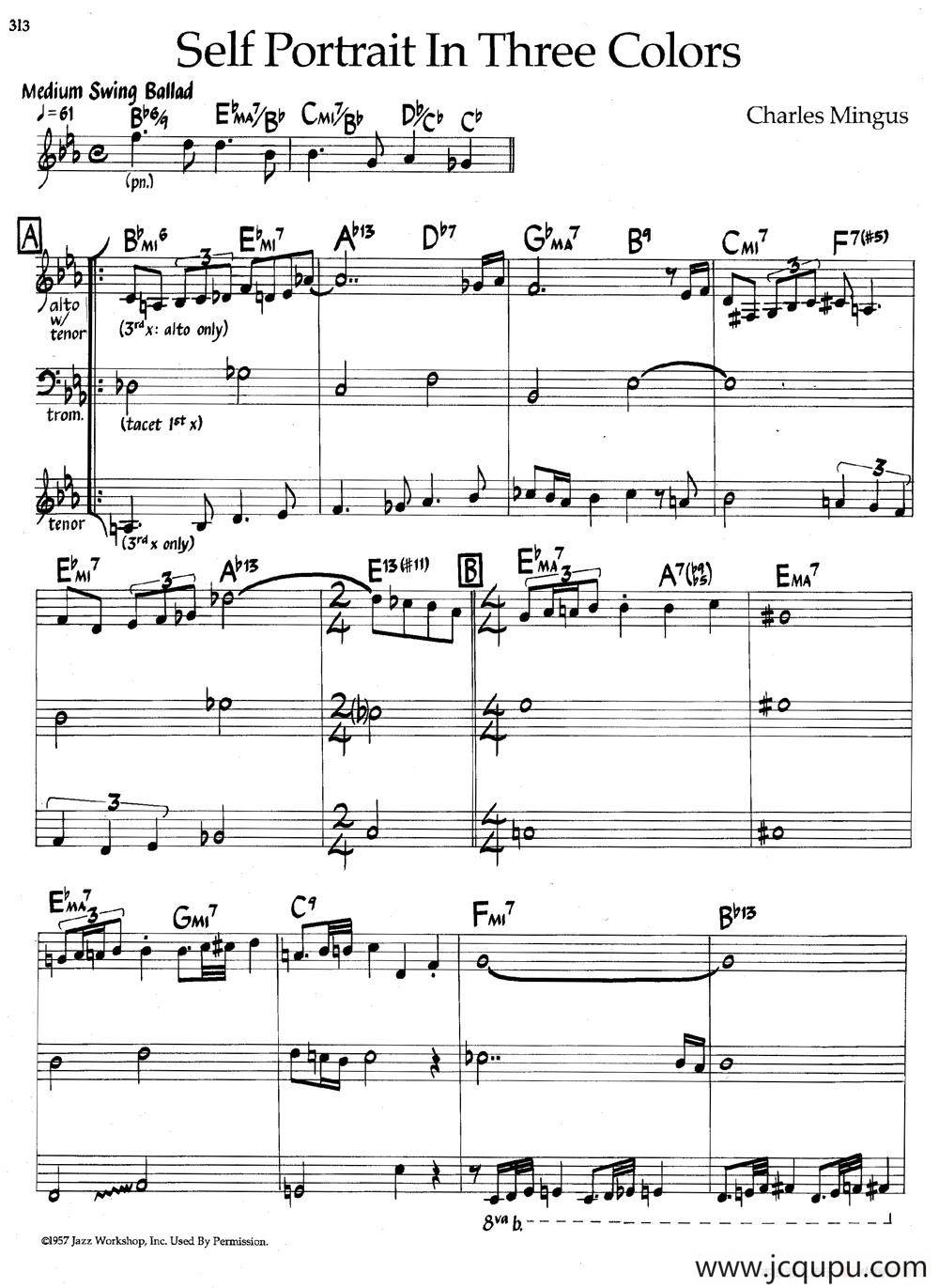 Self portrait In Three Colors（爵士钢琴曲）简谱