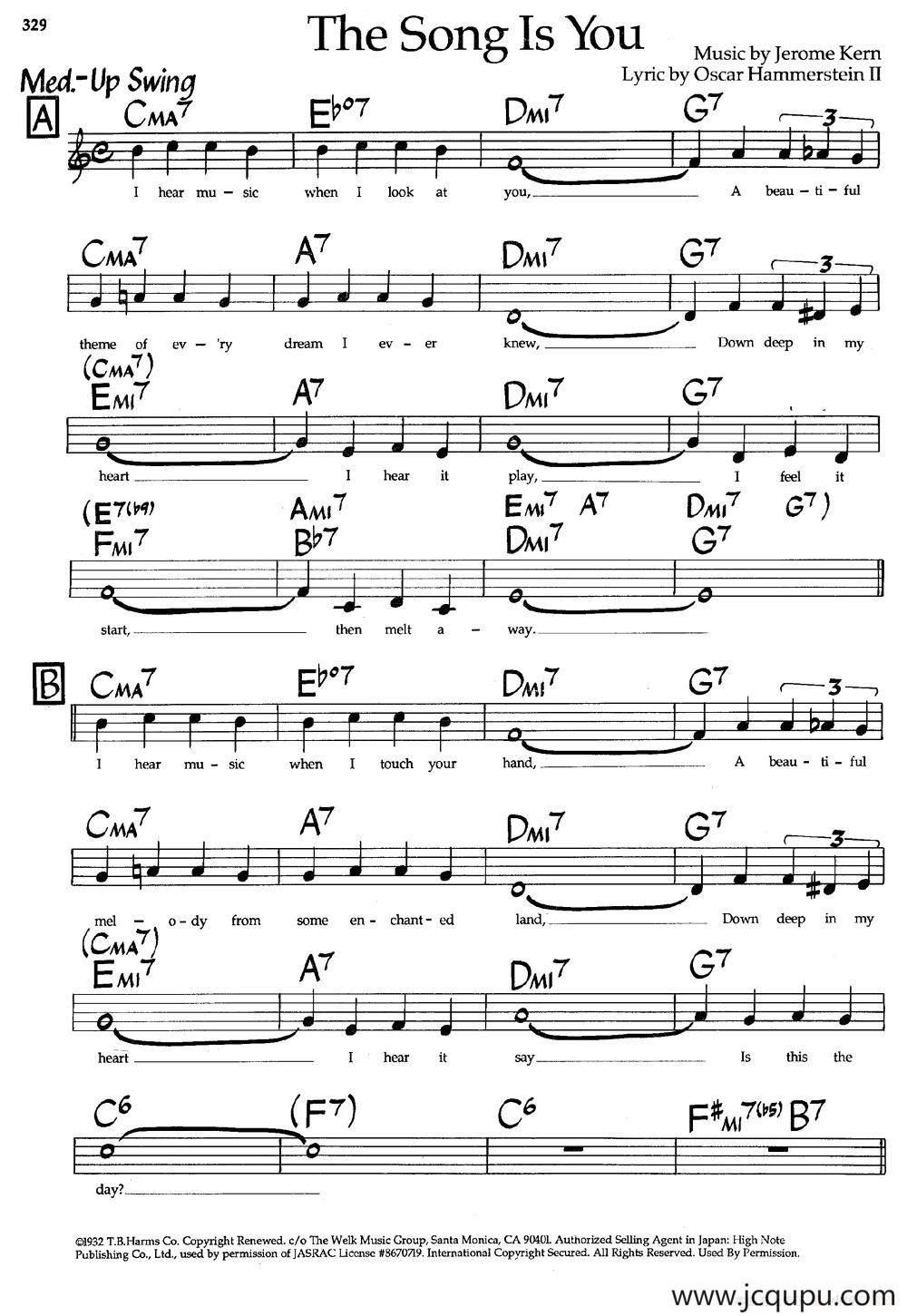 The Song Is You（爵士钢琴曲）简谱
