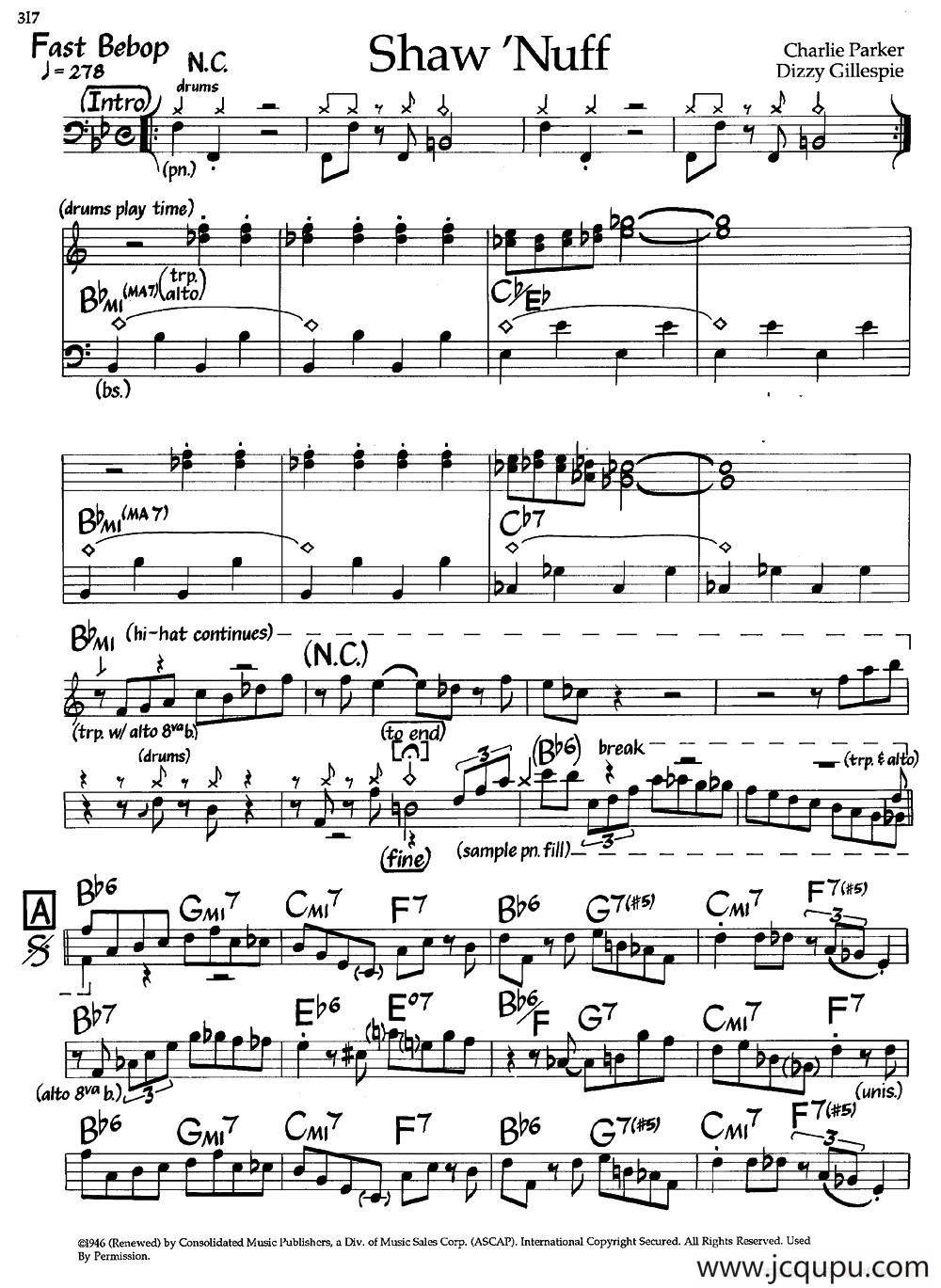 Shaw'Nuff（爵士钢琴曲）简谱