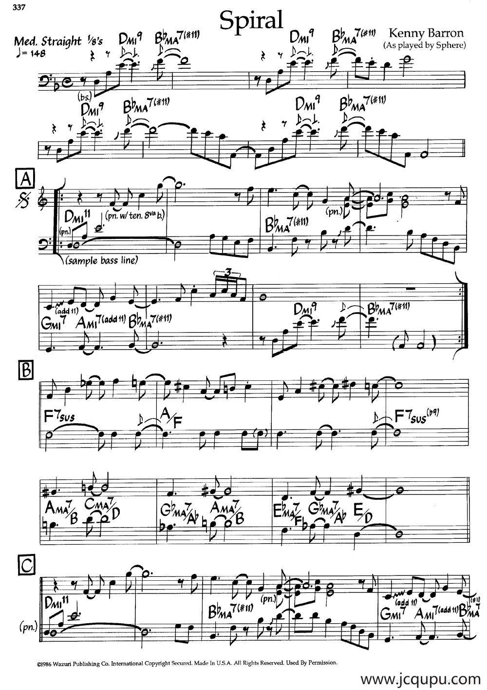 Spiral（爵士钢琴曲）简谱