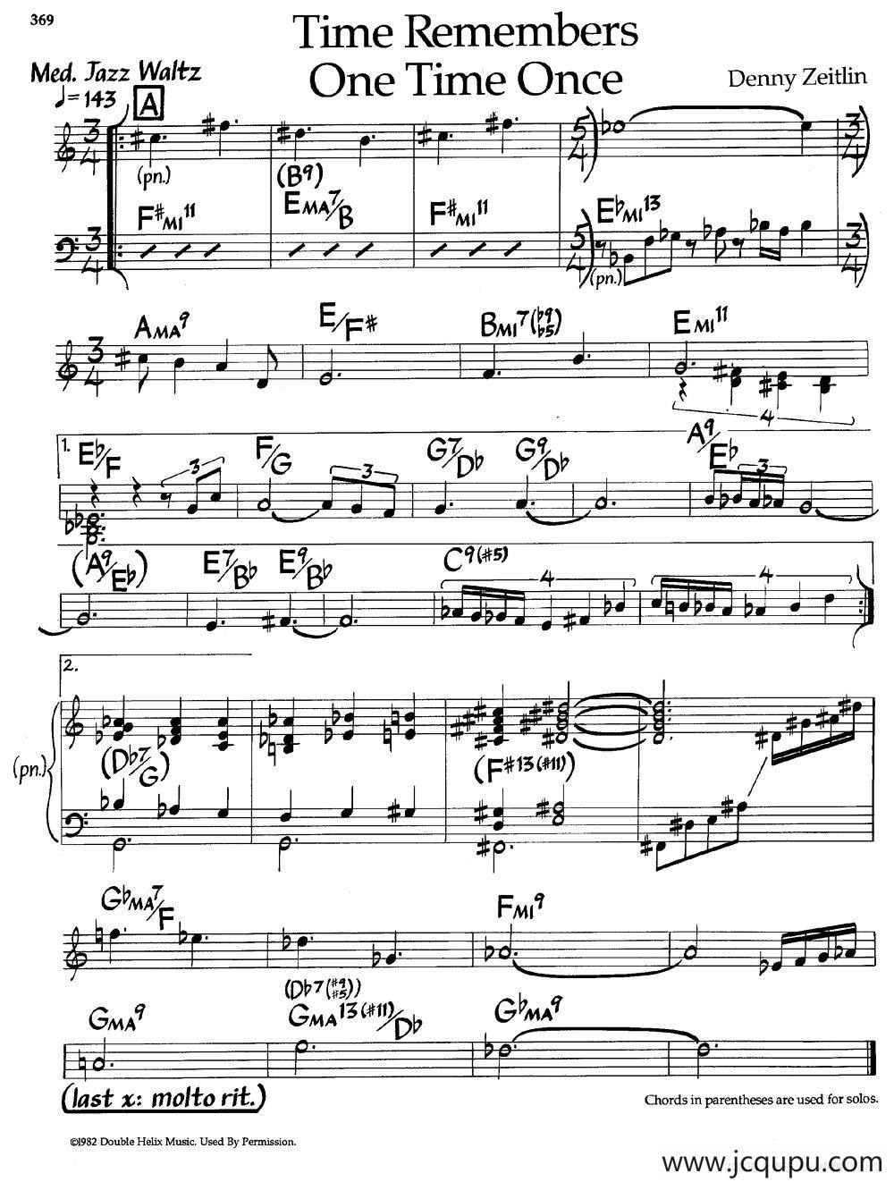 Time Remembers One Time Once（爵士钢琴曲）简谱