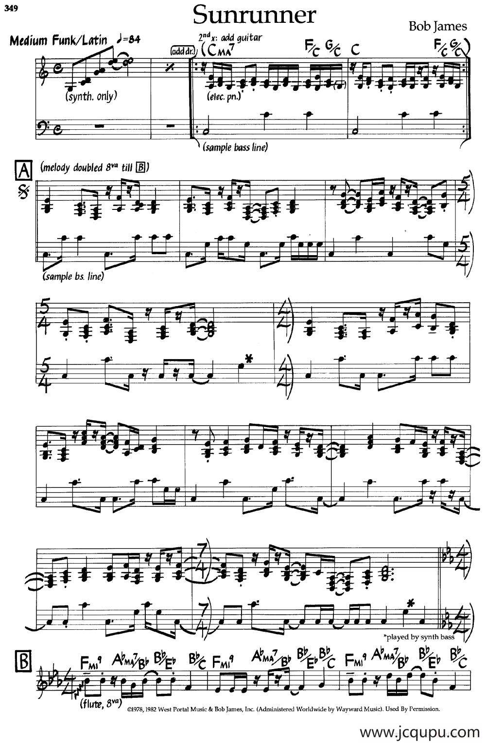 Sunrunner（爵士钢琴曲）简谱