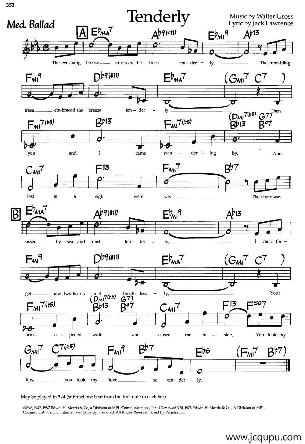 Tanderly（爵士钢琴曲）简谱