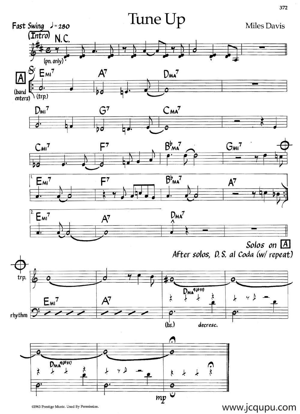 Tune Up（爵士钢琴曲）简谱