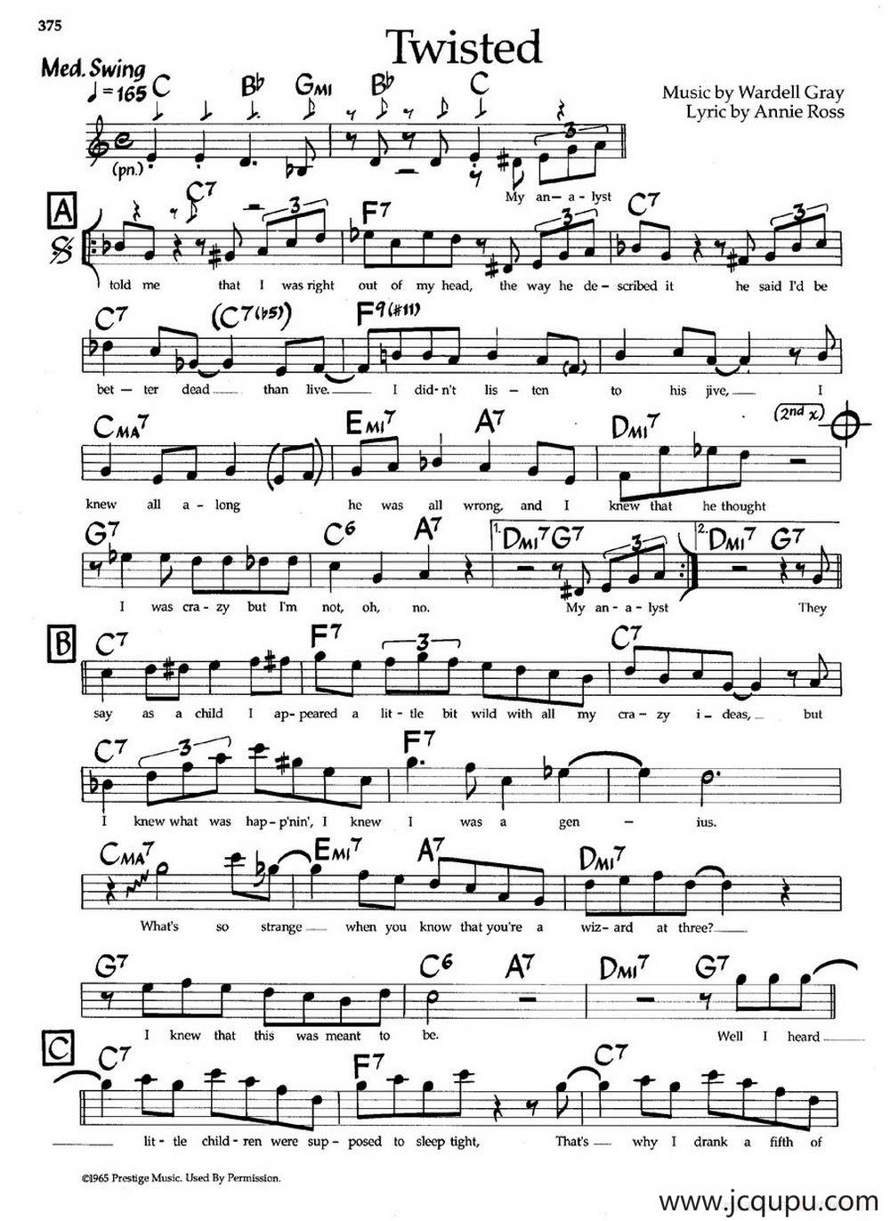 Twisted（爵士钢琴曲）简谱