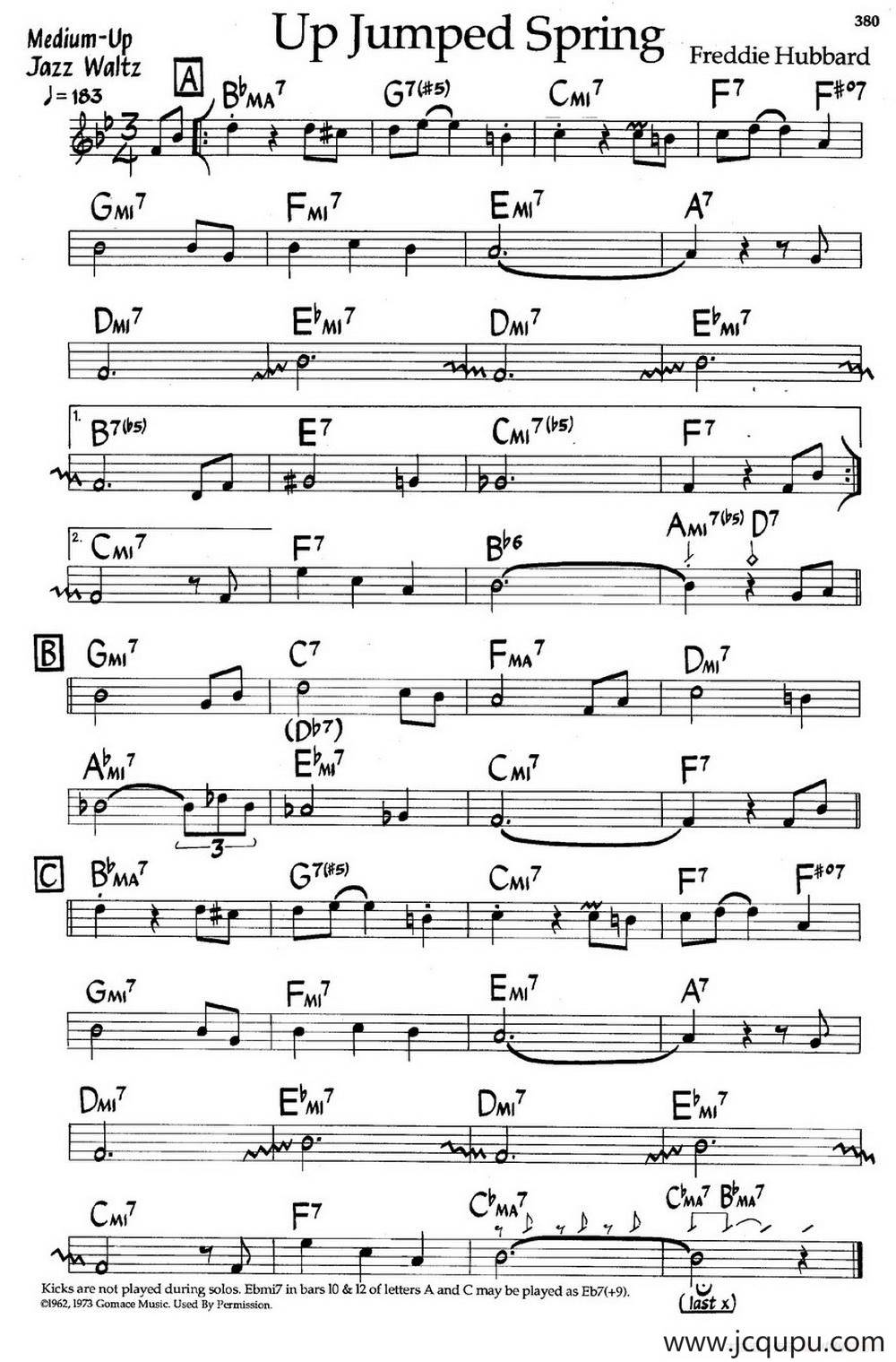 Up Jumped Spring（爵士钢琴曲）简谱