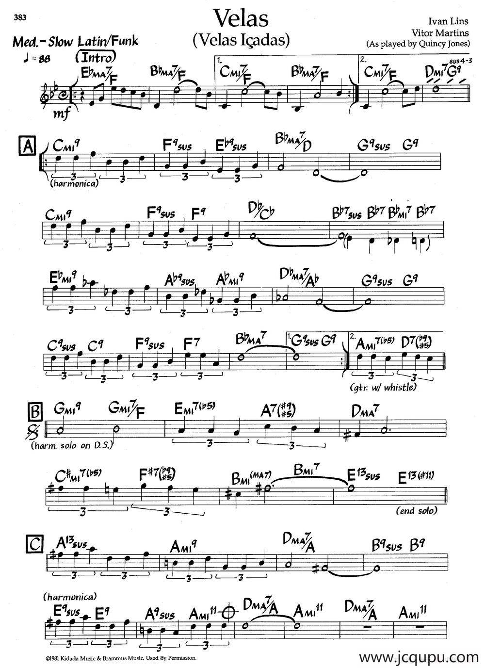 Velas（爵士钢琴曲）简谱