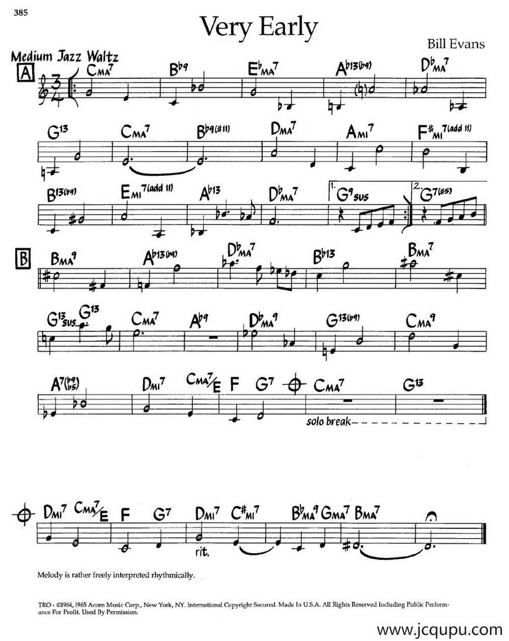 Very Early（爵士钢琴曲）简谱