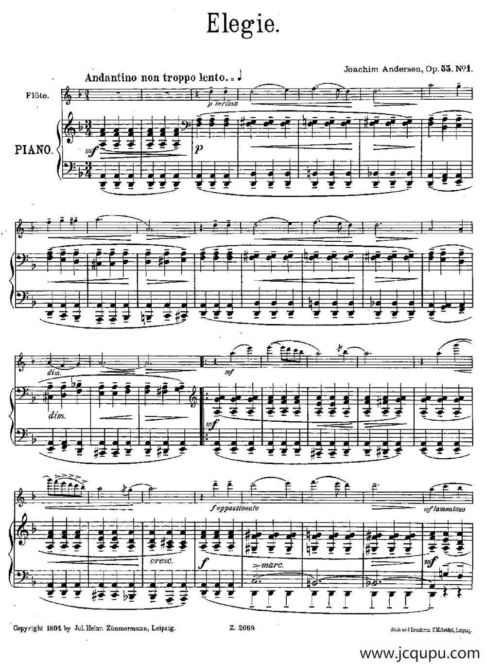 Elegie（Op.55 No.1）简谱