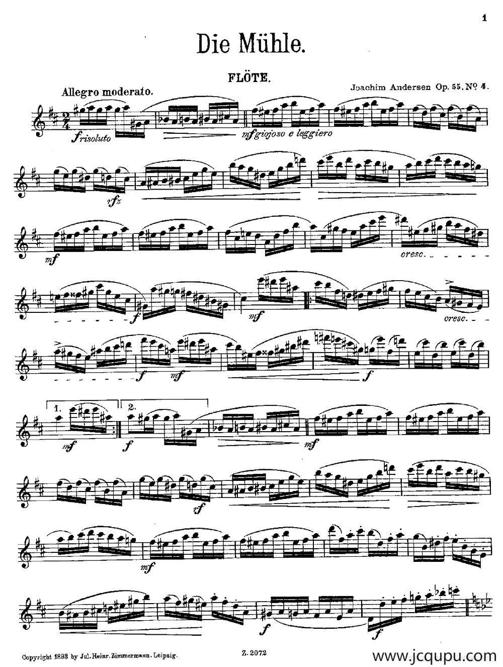 Die Mühle（Op.55 No.4）简谱