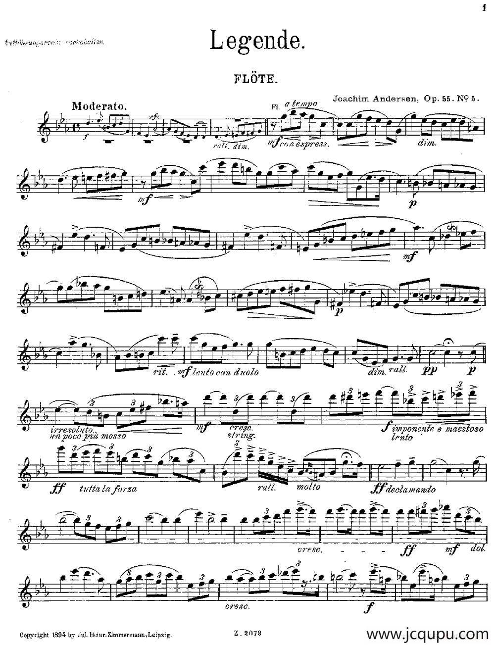 Legende（Op.55 No.5）简谱