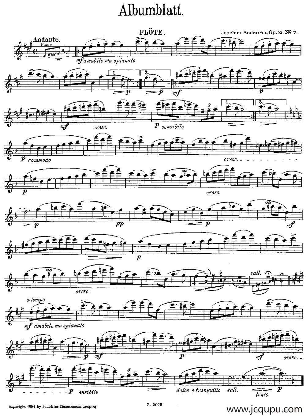 Albumblatt（Op.55 No.7）简谱