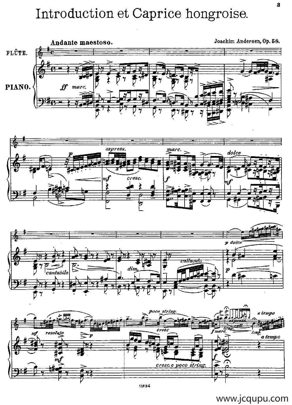 Introduction et Caprice（Op.58）（长笛+钢琴伴奏）简谱