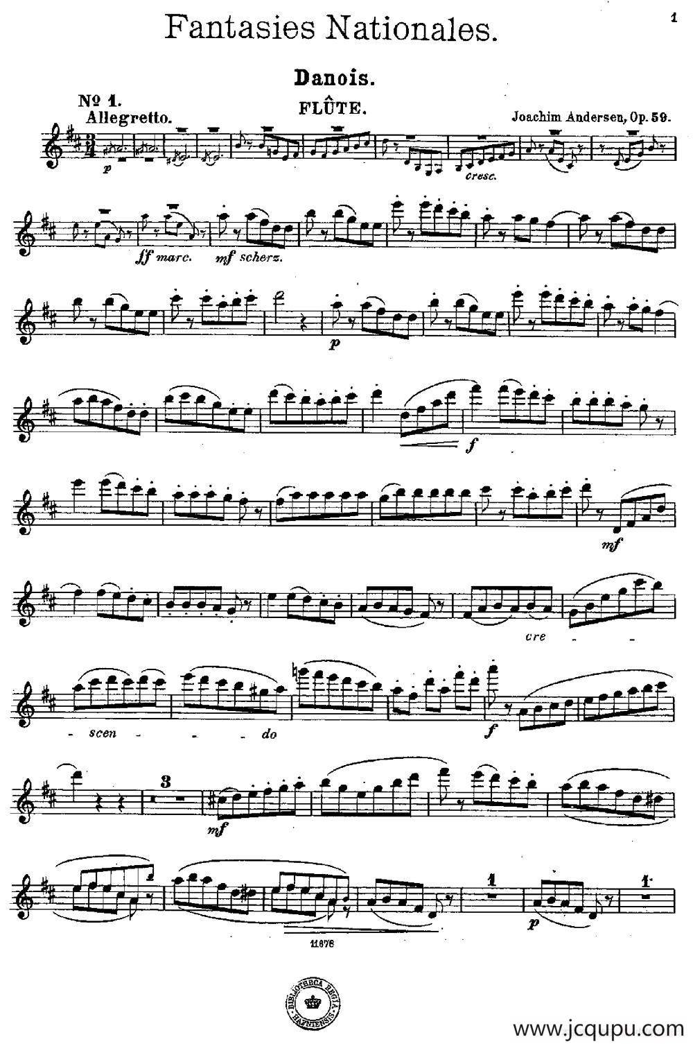 Fantaisies nationales. Danois. （Op.59 No.1）简谱