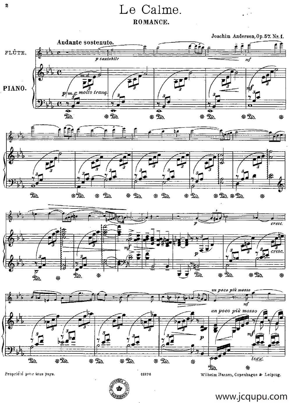Le Calme（Op.57 No.1）（长笛+钢琴伴奏）简谱