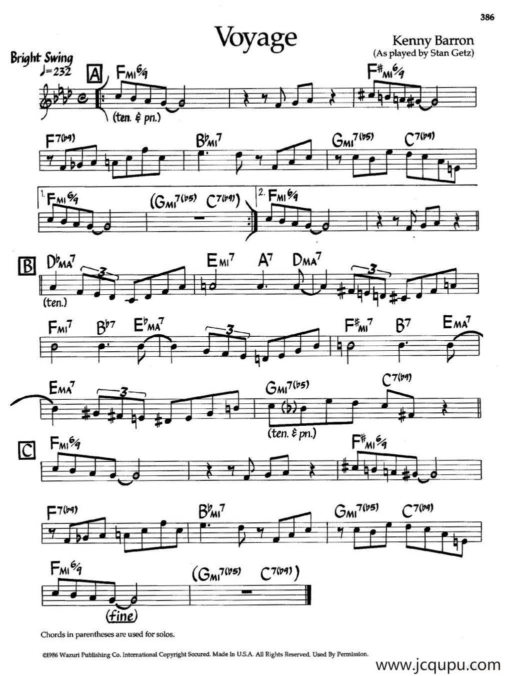 Voyage（爵士钢琴曲）简谱