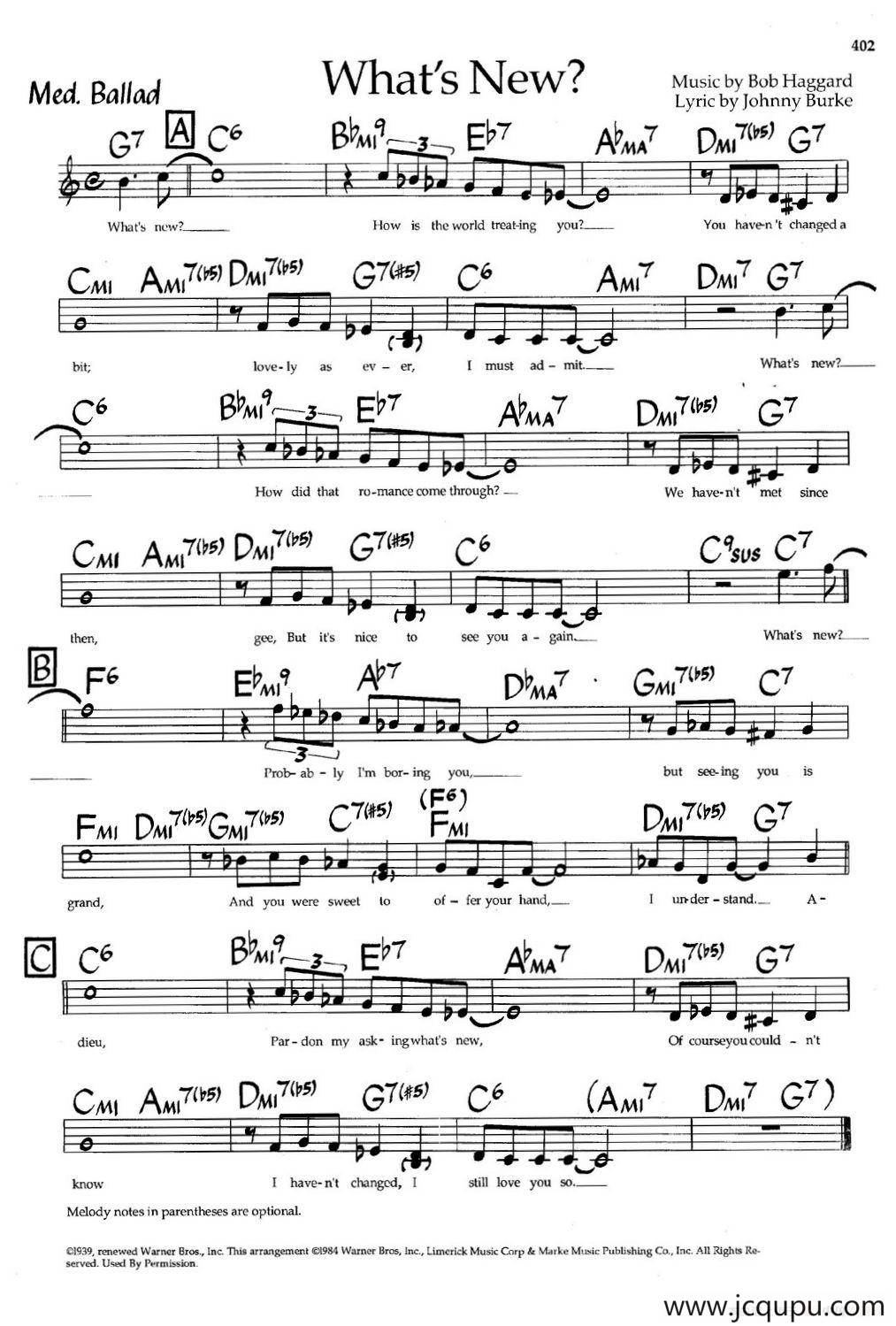 What's New?（爵士钢琴曲）简谱