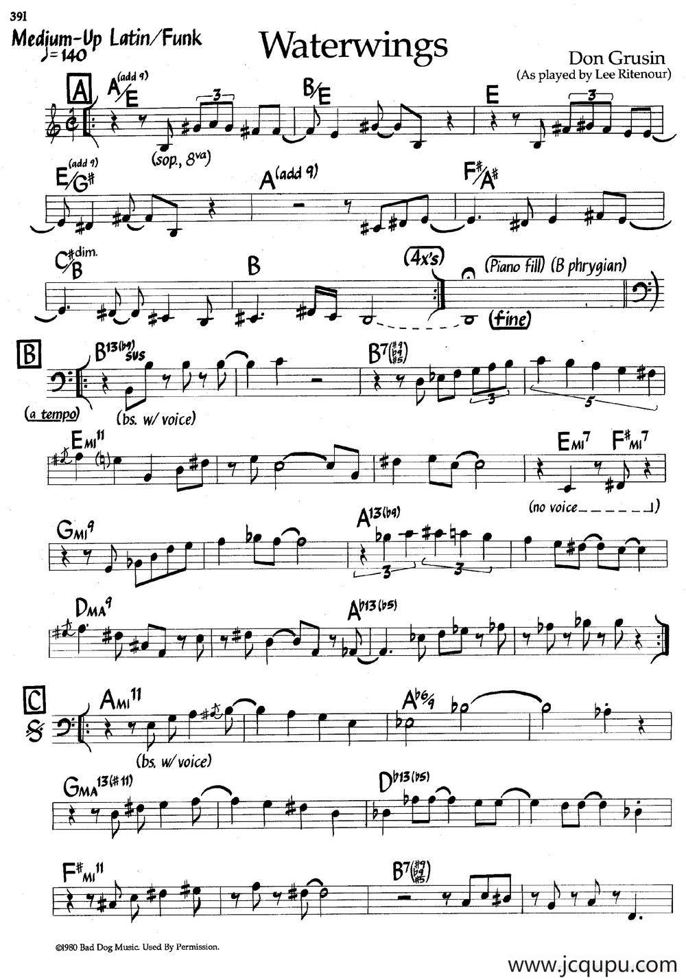 WaterWings（爵士钢琴曲）简谱