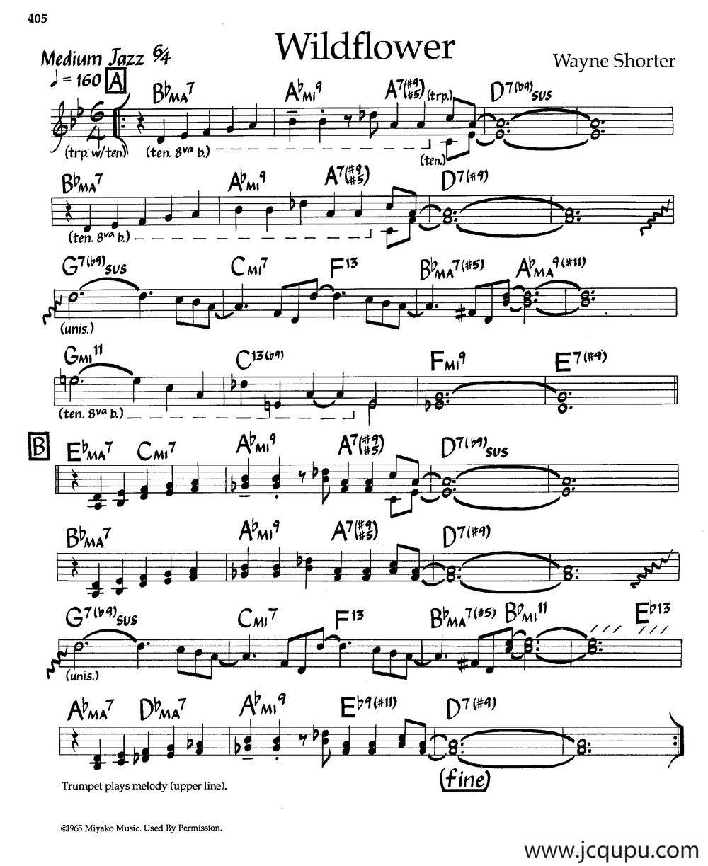 Wildflower（爵士钢琴曲）简谱